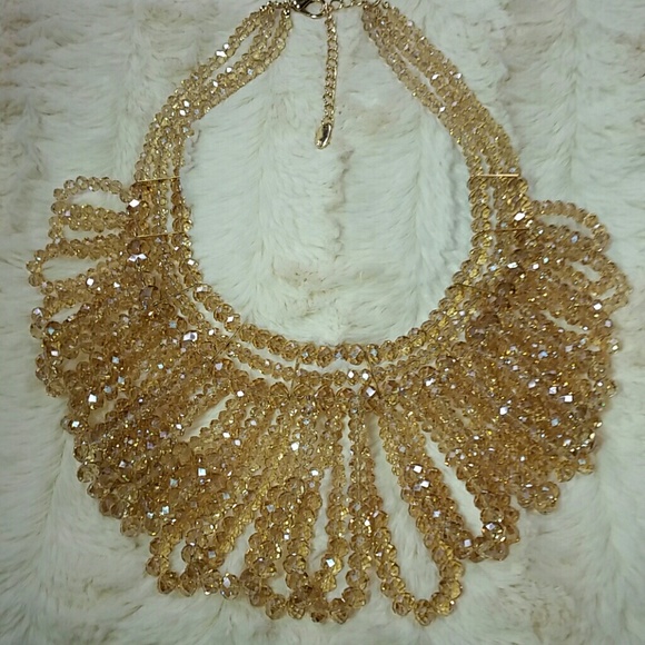 Jewelry - Champagne necklace glass crystals beautiful